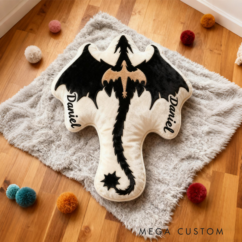 Personalized Black Dragon Throw Pillow Book Lover Pillow Fantasy Bookish Pillow with Name for Kids Boy Girl Gift for Reading Lover Pillow