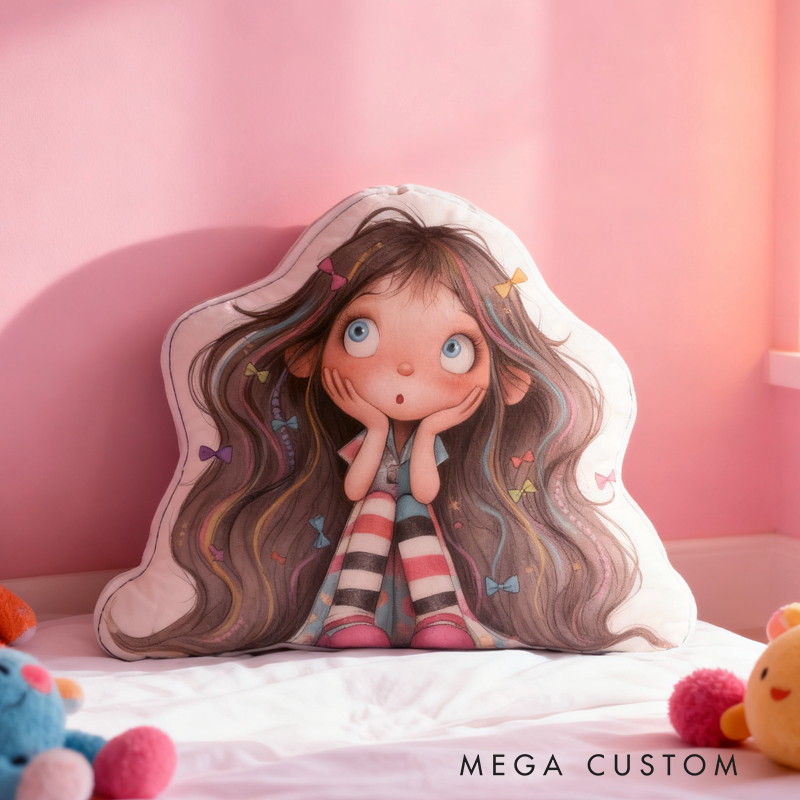 Personalized Pink Girls with Name Graphic 3D Print Pillow Christmas Gift for Kids Birthday Gift