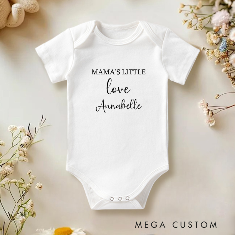 Personalized Mama's Little Love Elegant and Heartfelt Family Baby Onesie