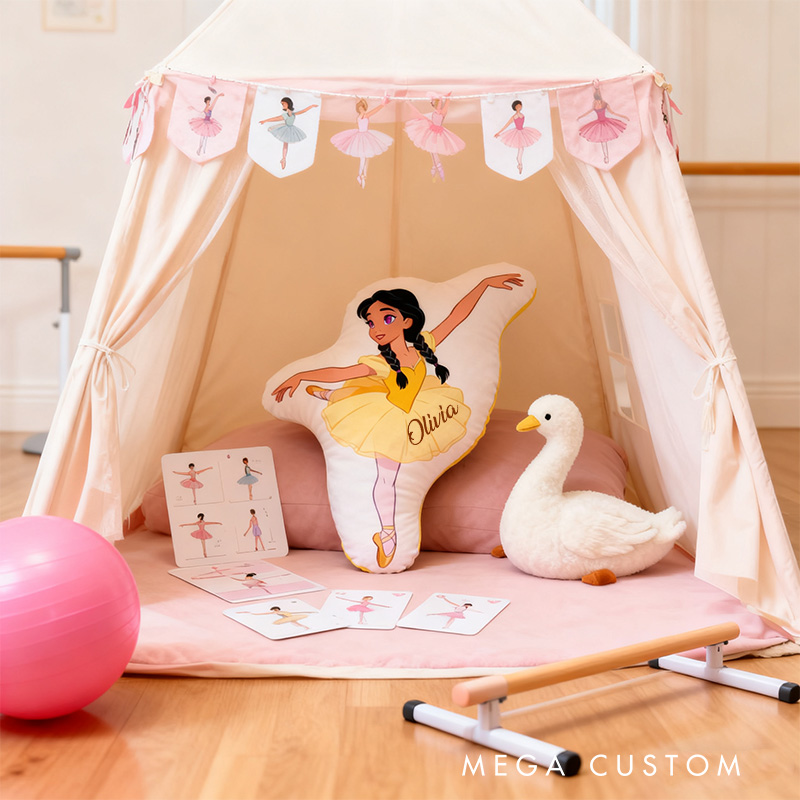 Personalized Cartoon Ballet Dancer Shaped Pillow for Dance Lovers Pillow Christmas Gift for Kids