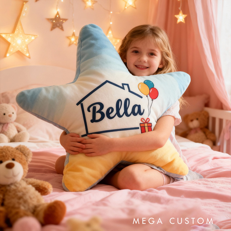 Personalized Star-Shaped Pillow for Kids Custom Name Soft Plush Decorative Throw for Bedroom Playroom Gift Christmas Gifts