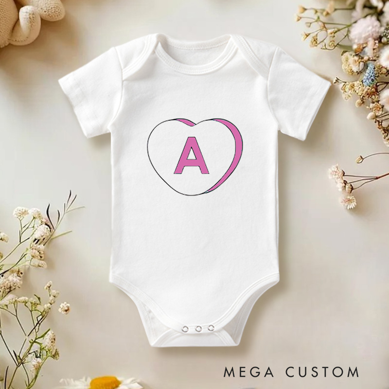 Personalized Candy Heart Baby Onesie 1st Valentine's Day Gift