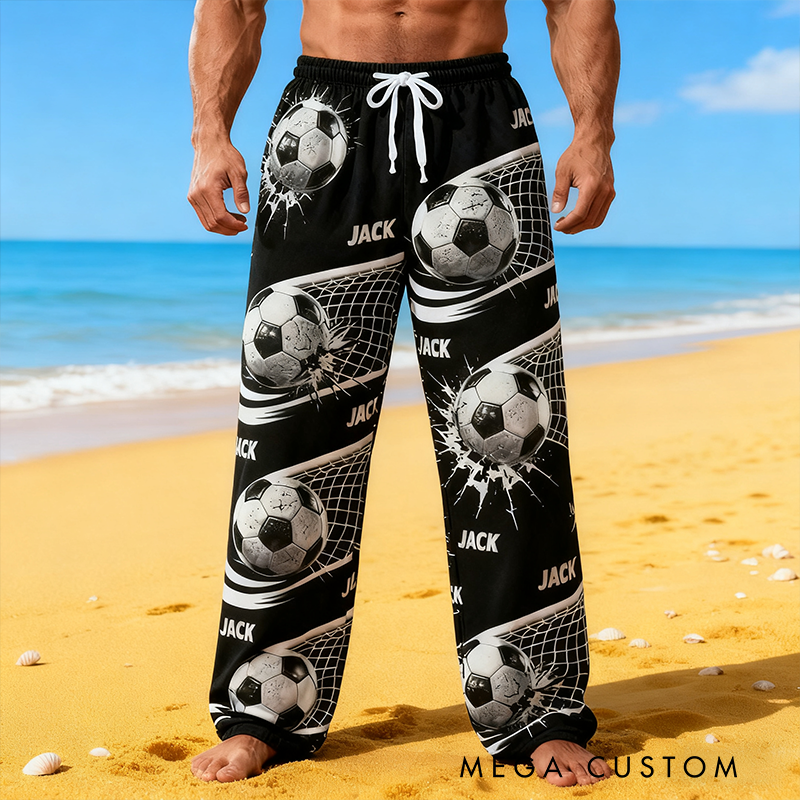 Personalized Soccer Pajama Pants with Custom Name and Dynamic Design