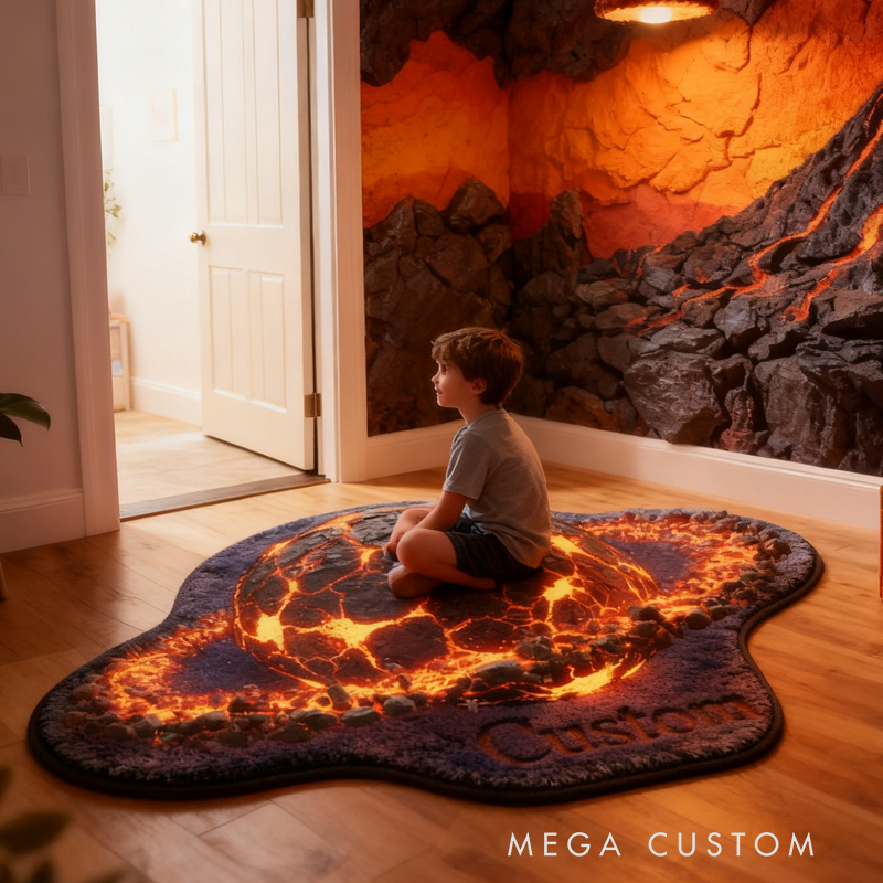 Personalized Molten Lava Planet with Name Doormats Christmas Gift for Kids Birthday Gifts for Boy