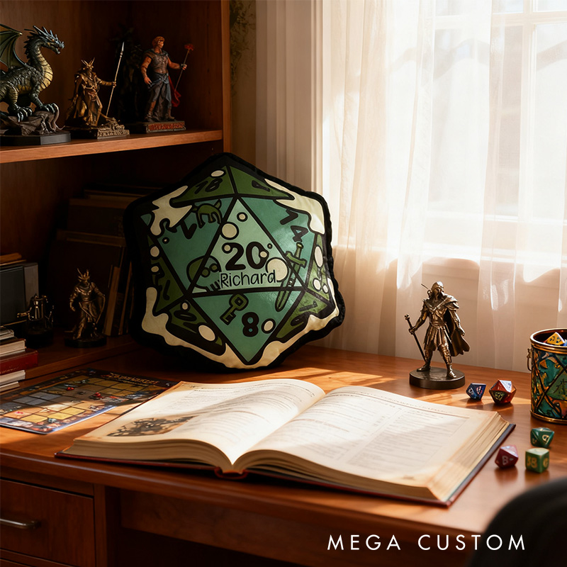 Personalized Graphic 3D Print Under Water D20 Shaped Pillow for DND Game Lovers Plush Pillow Christmas Gift for Kids