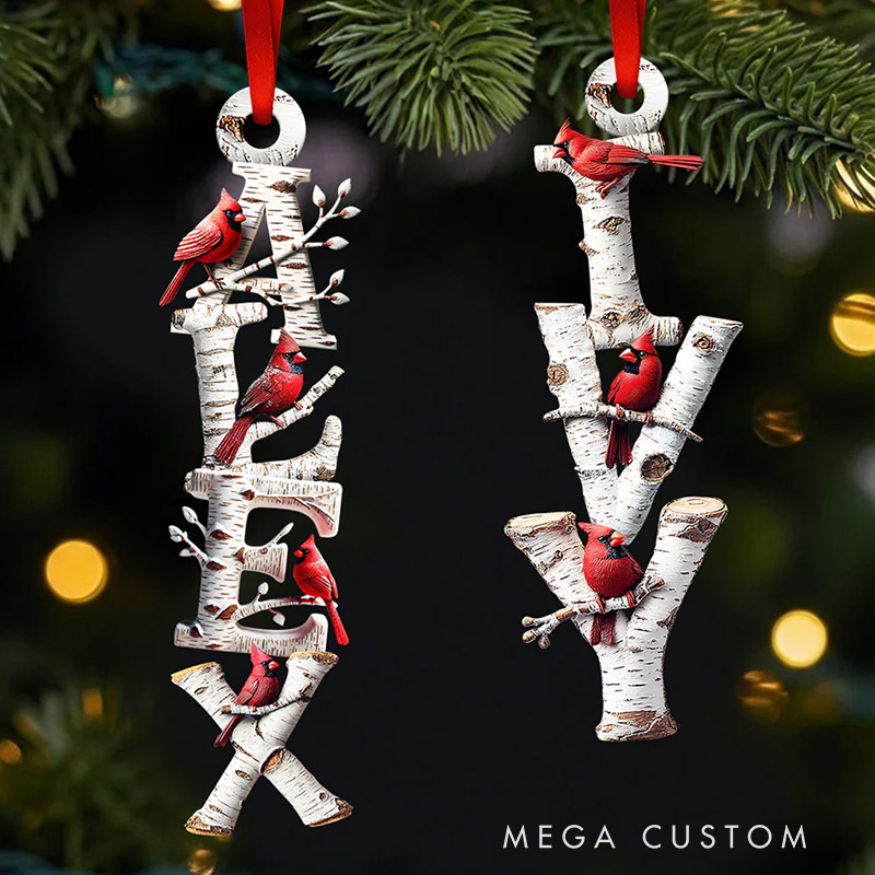 Personalized Alphabet Letters Ornament Memorial Cardinal Ornament Gifts for Heaven Family Member