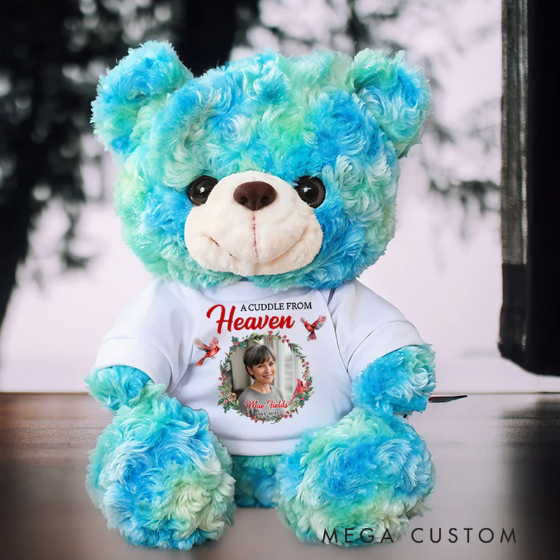 Personalized Teddy Bear with Photo Shirt A Cuddle From Heaven  Memorial Bear Heaven Sent Plush Soft Toy for New Baby Condolence Gift