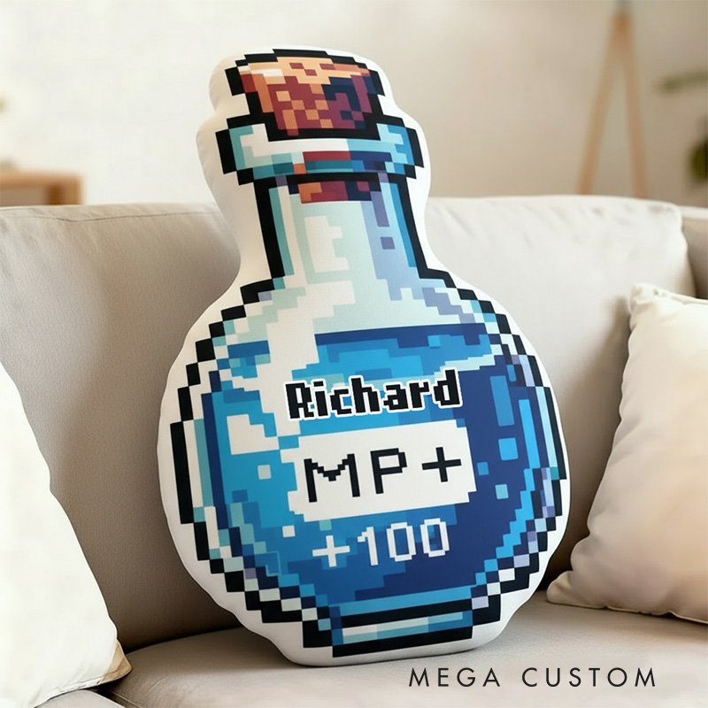 Personalized Graphic 3D Print Pixel Potion Shaped Pillow for Game Lovers Plush Pillow Christmas Gift for Kids