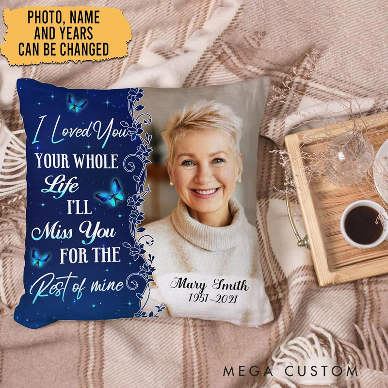 Personalized Memorial Photo Pillow Double-Sided Printed Gifts for Loss of Loved One in Heaven Remembrance Gifts
