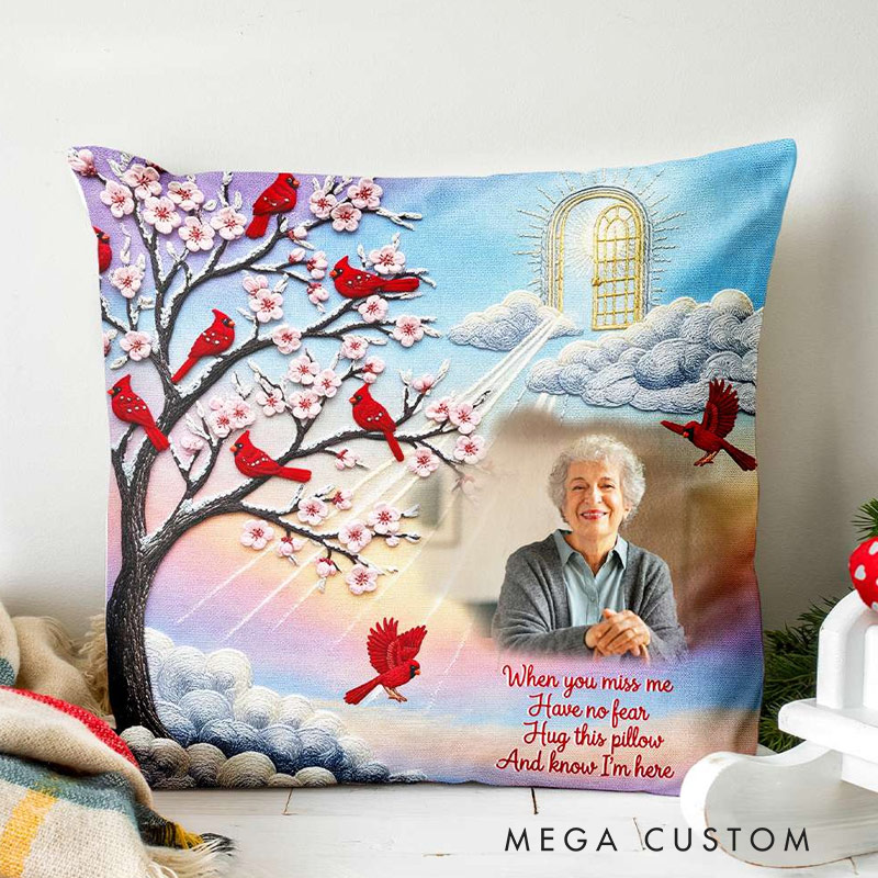 Personalized Memorial Photo Pillow Double-Sided Printed Graphic 3D Print Pillow Gifts for Loss of Loved One in Heaven Remembrance Gifts