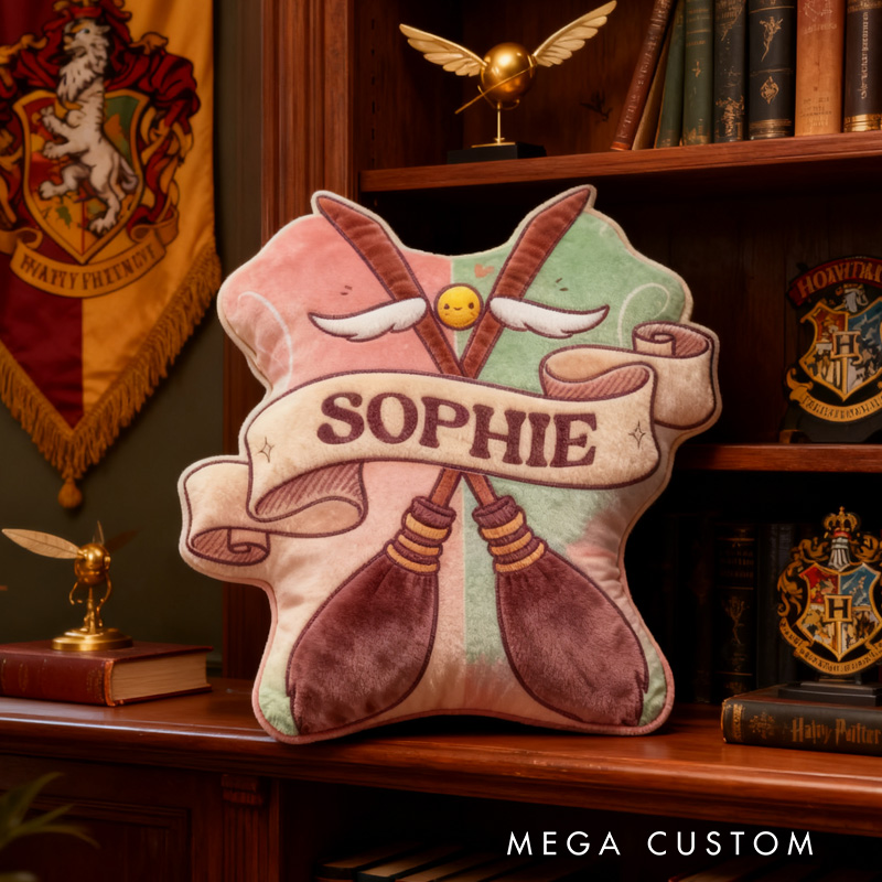 Personalized Sweep Throw Pillow Bookworm Magic Book Lover Pillow with Name Bookish Pillow Gift for Kids Fantasy Book Lover