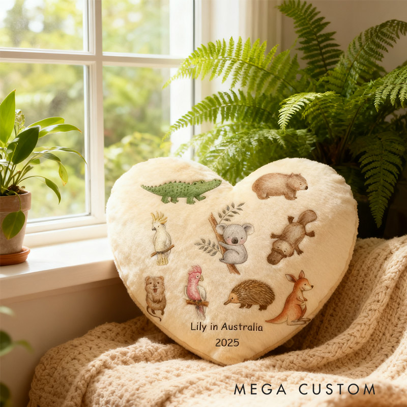 Personalized Heart of Australia Wildlife Pillow Graphic 3D Print Pillow for Travel Lovers