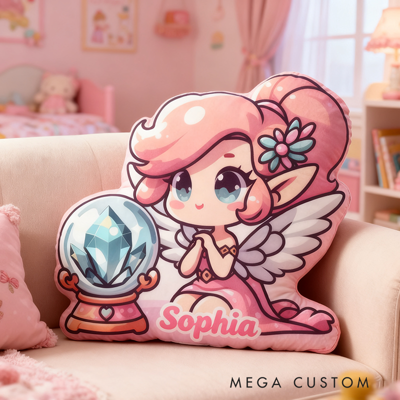 Personalized Name Pink Princess Pillows Adorable Whimsical Design Graphic 3D Print Pillow for Kids