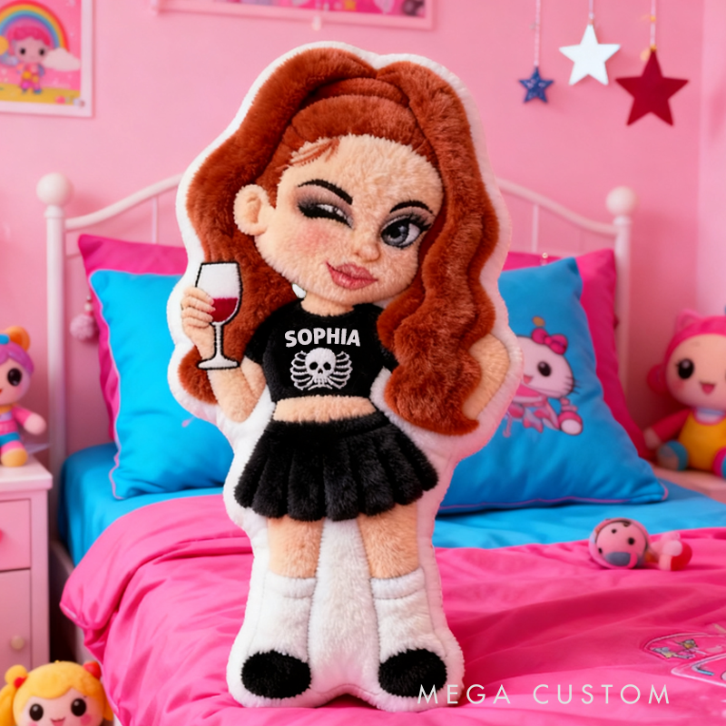 Personalized Y2K Style Cartoon Character with Name Graphic 3D Print Pillow Christmas Gift for Kids Birthday Gift