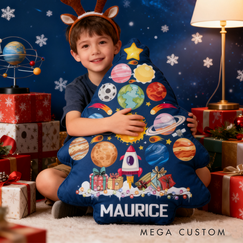 Personalized Space Themed Pillow for Kid Custom Funny Planet Solar System Pillow with Name Space Geek Lover Gift
