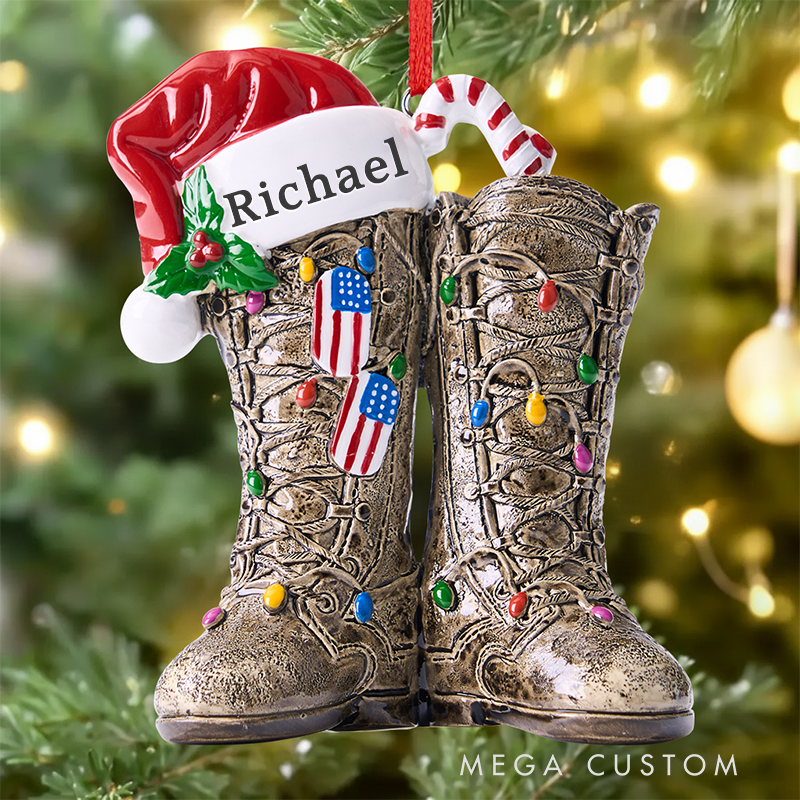  Personalized Military Boots Christmas Ornament Custom Name Boots Resin Christmas Ornament Xmas Gift