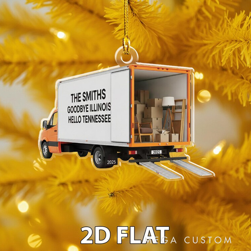 Personalized Moving Truck 2D FLAT Ornament Custom New Home Christmas Decoration Family Relocation Holiday Gift Housewarming Ornament