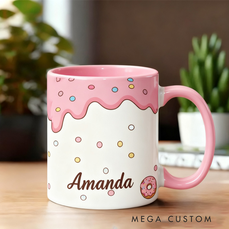Personalized Donut Mugs Custom Donut Coffee Mug with Name Baking Lover Gifts Coffee Cup for Kids Christmas Gift
