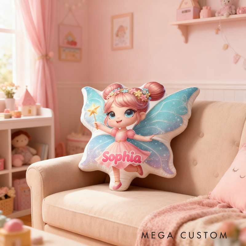 Personalized Name Pink Princess Christmas Gift Pillows Adorable Whimsical Design Graphic 3D Print Pillow for Kids