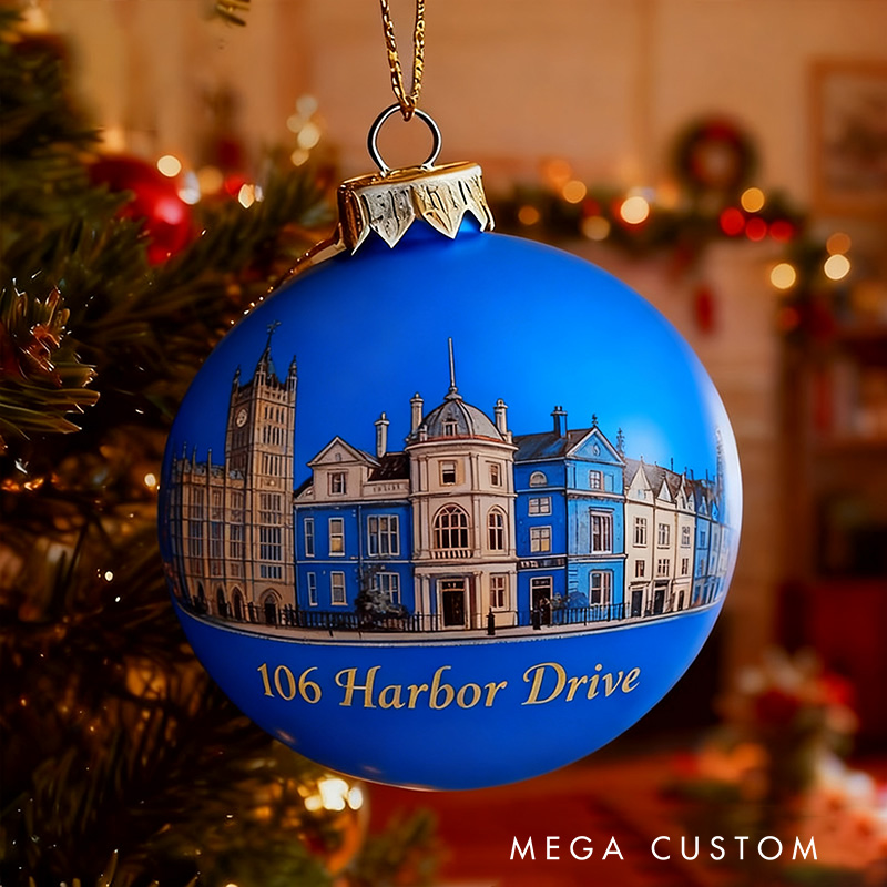 Personalized Christmas Ball Ornament Custom Address Holiday Decoration Classic Christmas Tree Bauble Keepsake for Home Decor Christmas Gifts