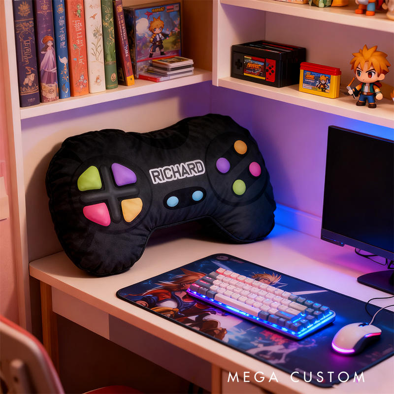 Personalized Graphic 3D Print Gamer Cute Controller Shaped Pillow for Game Lovers Plush Pillow Christmas Gift for Kids