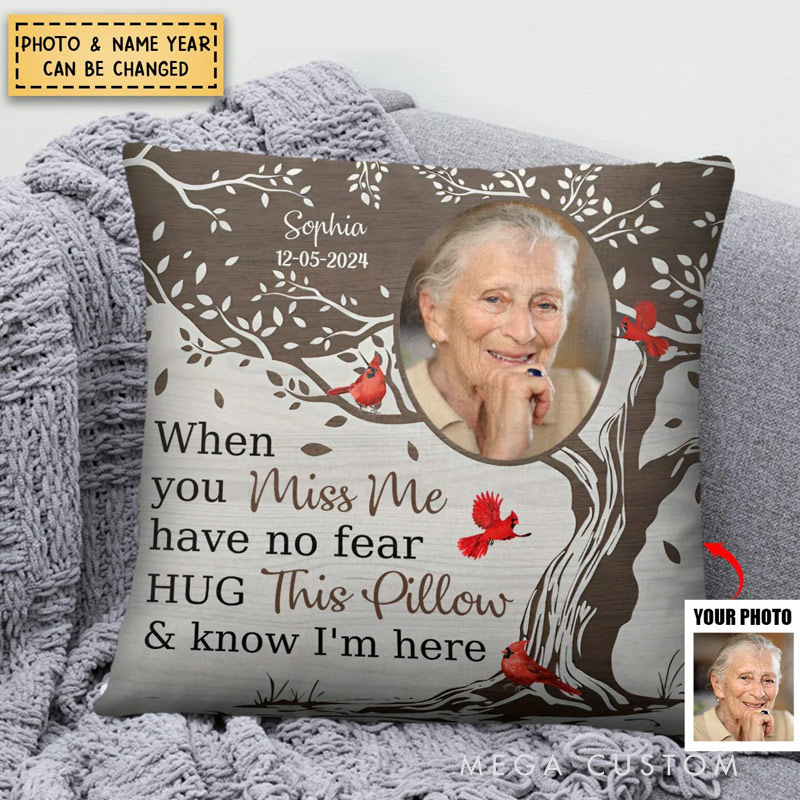 Personalized Memorial Photo Pillow Hug This Pillow and Know I'm Here Memorial Gift