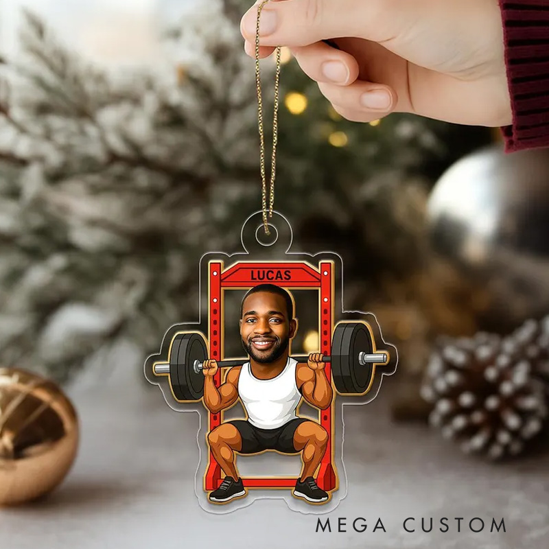 Personalized Body Builder Custom Name Gymer Acrylic Ornament Christmas Tree Decoration Gift for Fitness Lovers