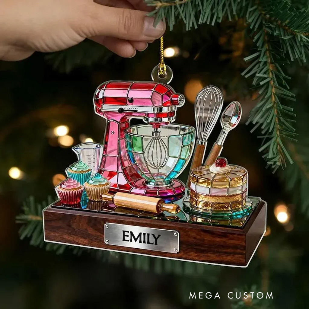 Personalized Baking Mixer Acrylic Ornament for Baker Kitchen Decor with Name Custom Baking Ornament Christmas Gift