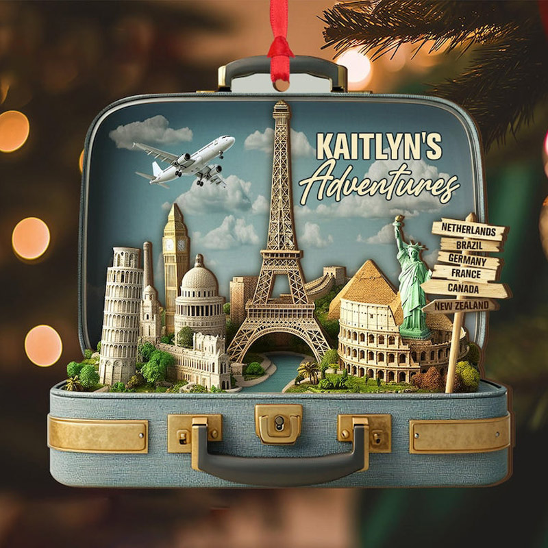 Personalized Travel Adventure Ornament Traveling Destination Traveling Ornament Travel Christmas Gifts for Travel Lovers 