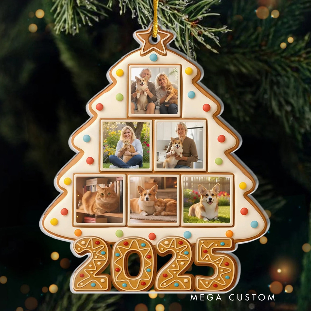 Personalized Photo 2025 Christmas Cookie Ornament for Baker Acrylic Family Christmas Decoration Bakery Ornament Baking Lover Family Christmas Gift