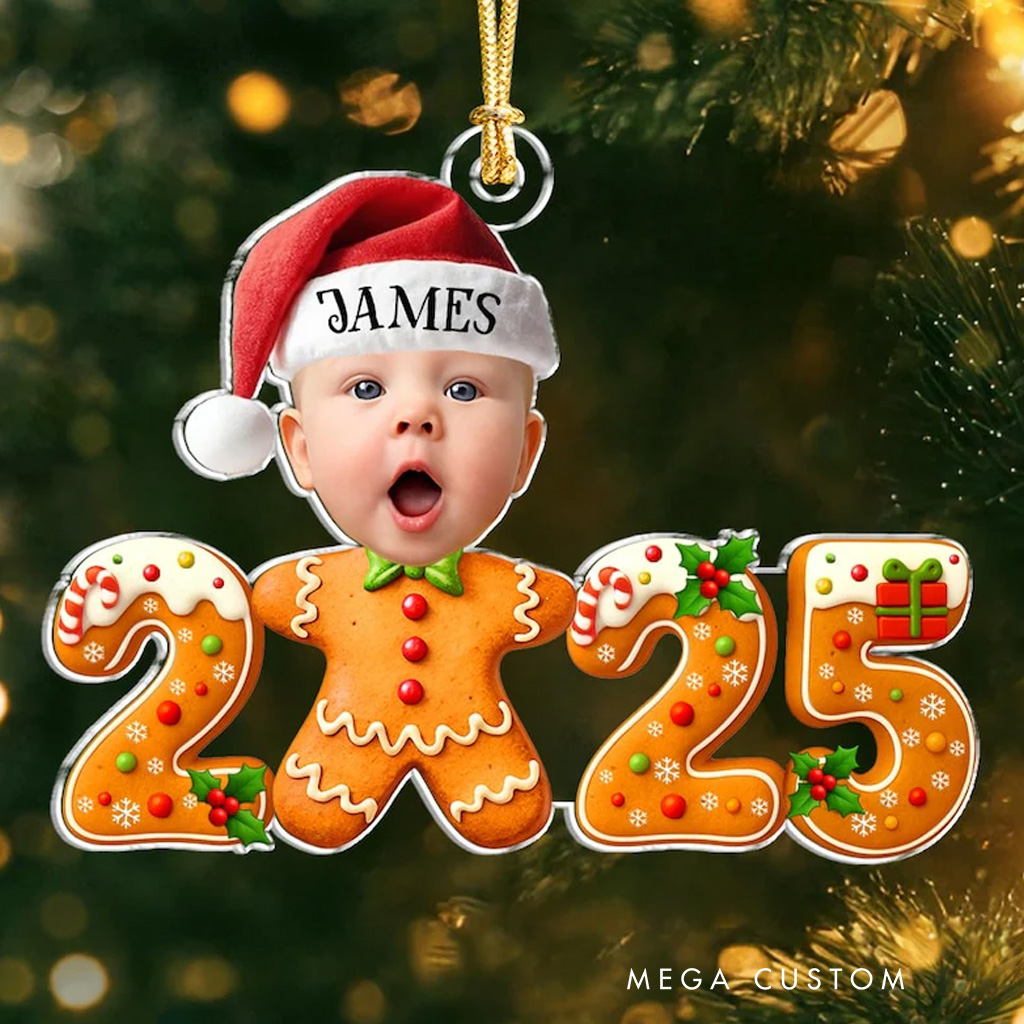 Personalized Face Gingerbread Ornament 2025 Ornament for Kids Boys Girls Baker Acrylic Christmas Decoration Bakery Ornament Baking Lover Christmas Gift