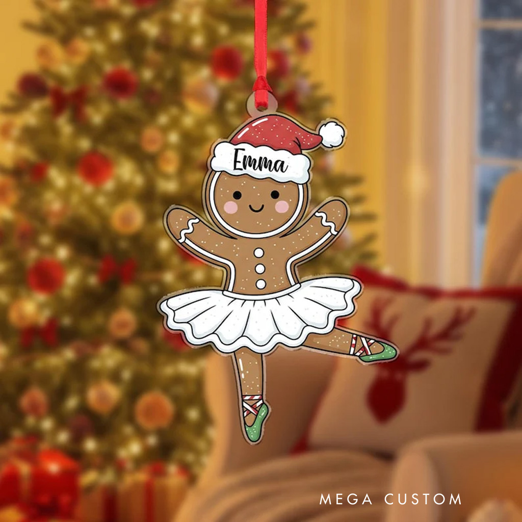Personalized Gingerbread 2025 Christmas Ornament for Dancing Baker Acrylic Christmas Decoration Baking Lover Christmas Gift