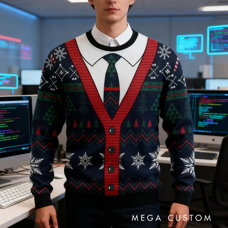 Personalized Funny Christmas Ugly Sweater Office Holiday Party Christmas Ugly Sweater Christmas Gift for Geek Nerd