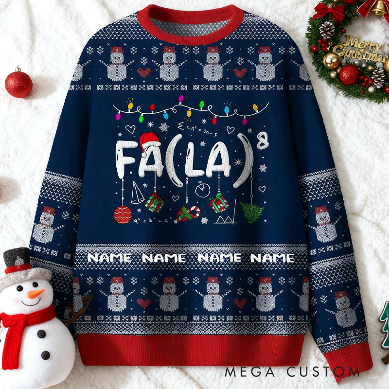 Personalized Fa La La Christmas Ugly Sweater Math & Science Ugly Holiday Sweater Funny Stem Xmas Gift for Nerdy Geek