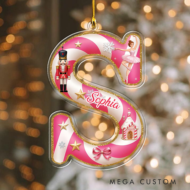 Personalized Nutcracker Ballet Candy Alphabet Acrylic Ornament for Dance Lovers Ornament Christmas Gift for Kids