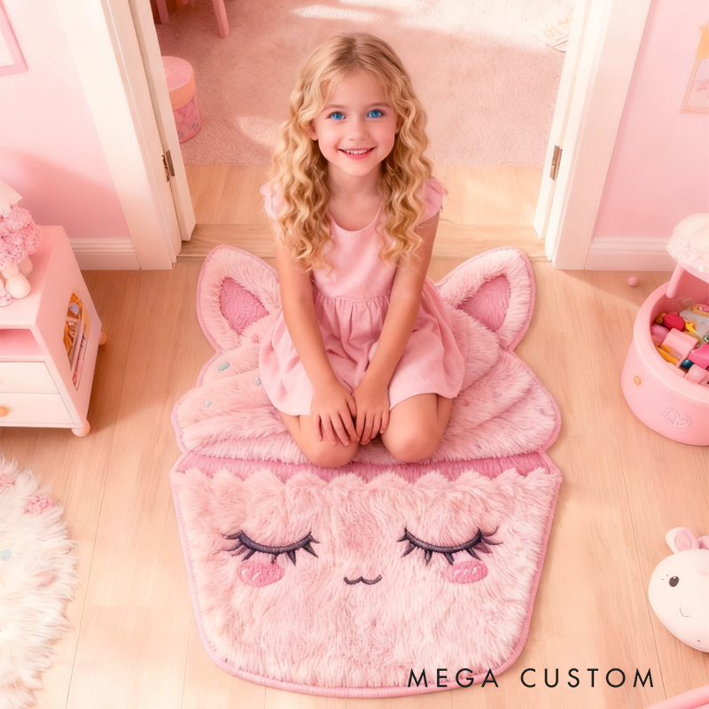 Personalized Cartoon Cake Hourse with Name Soft Rug Christmas Gift for Kids Rug Birthday Gifts for Kids