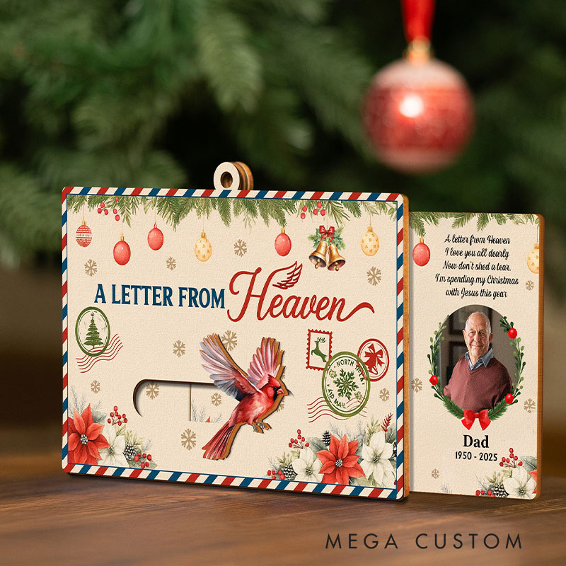 Personalized Wooden Slider Photo Ornament A Letter From Heaven Memorial Gifts Christmas Ornament
