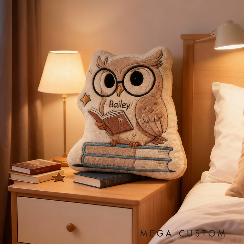 Personalized Wise Owl Book Buddy Pillow Graphic 3D Print Gift for Reading Lovers