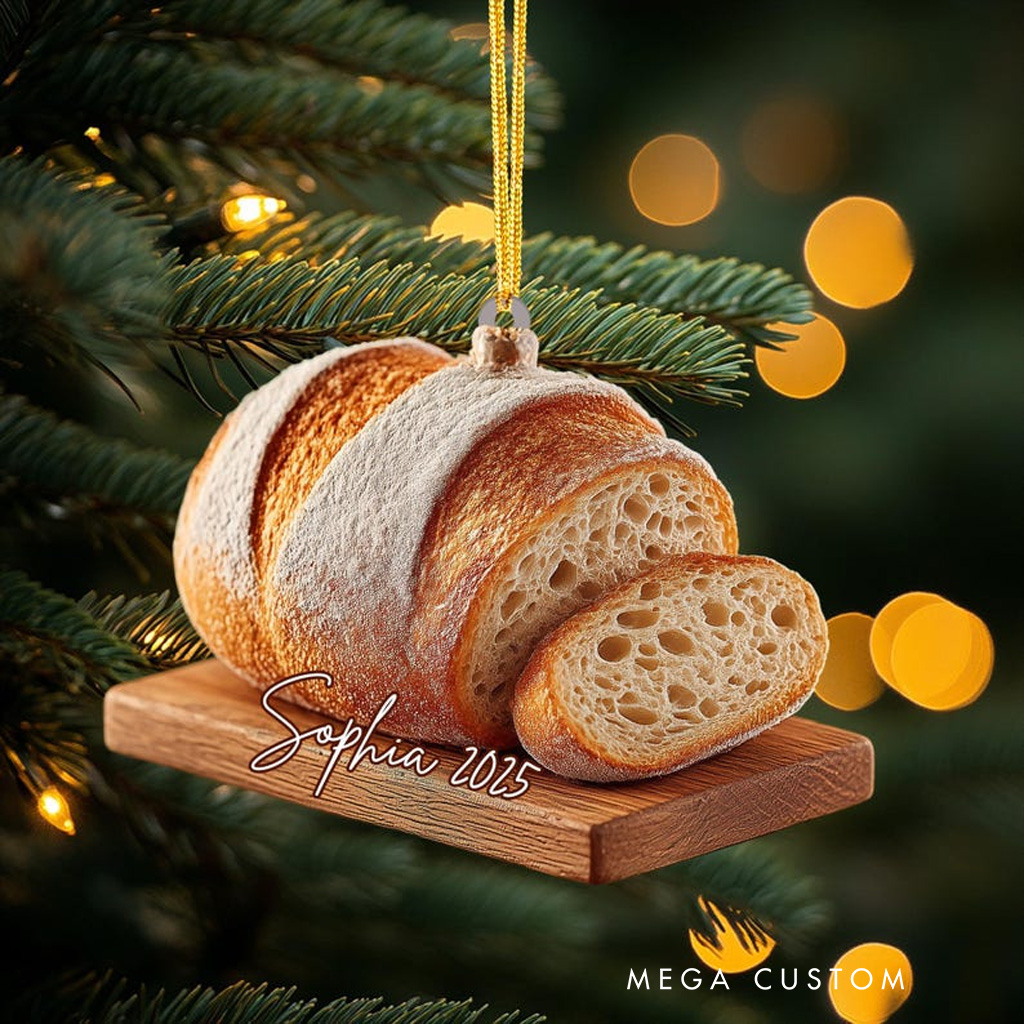 Personalized Sourdough Bread Christmas Ornament Rustic 2D Acrylic Ornament for Baker Christmas Keepsake Baking Lover Christmas Gift