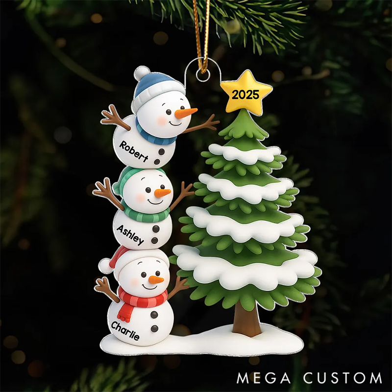 Personalized Snowman Family Christmas Tree Ornaments Gift for Family