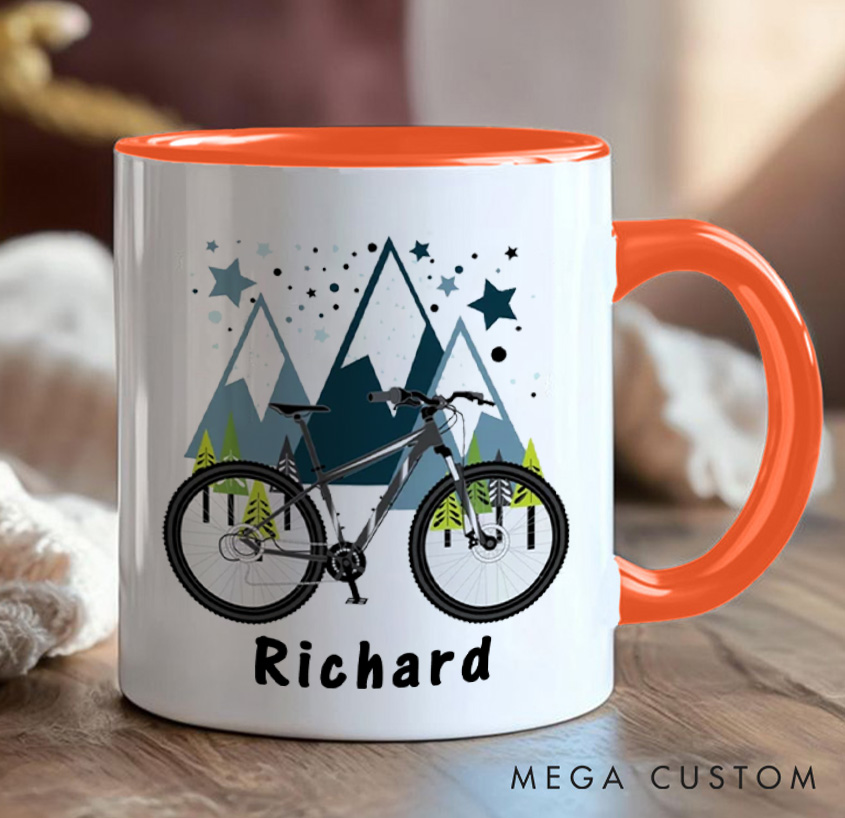 Personalized Cyclist Mug Mountain Bike Gifts Colourful Mug for Biker Friend Birthday for Him or Her for Biker Cycling Riding Lovers