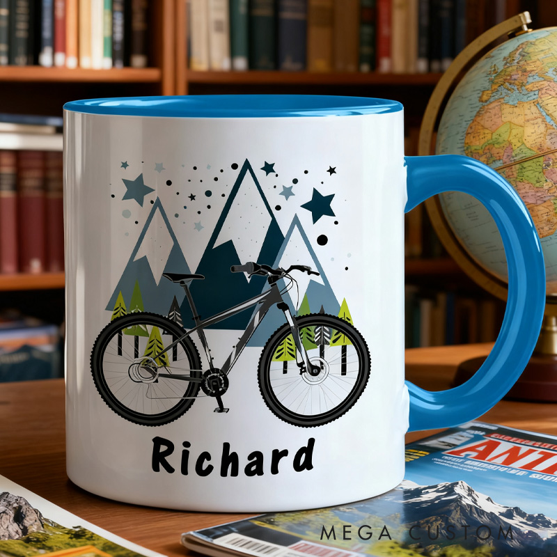 Personalized Cyclist Mug Mountain Bike Gifts Colourful Mug for Biker Friend Birthday for Him or Her for Biker Cycling Riding Lovers