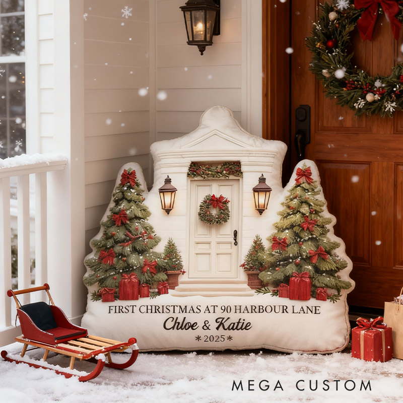 Personalized First Christmas New Home Throw Pillow First Home Pillow Custom House Address Pillow New Home Gift Christmas Gift Housewarming Gift