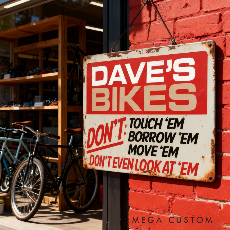 Personalized Bike Rules Vintage Metal Sign Mancave Garage Decor Birthday Fathers Day Christmas Gift for Dad Grandad Husband for Cycling Riding Lovers