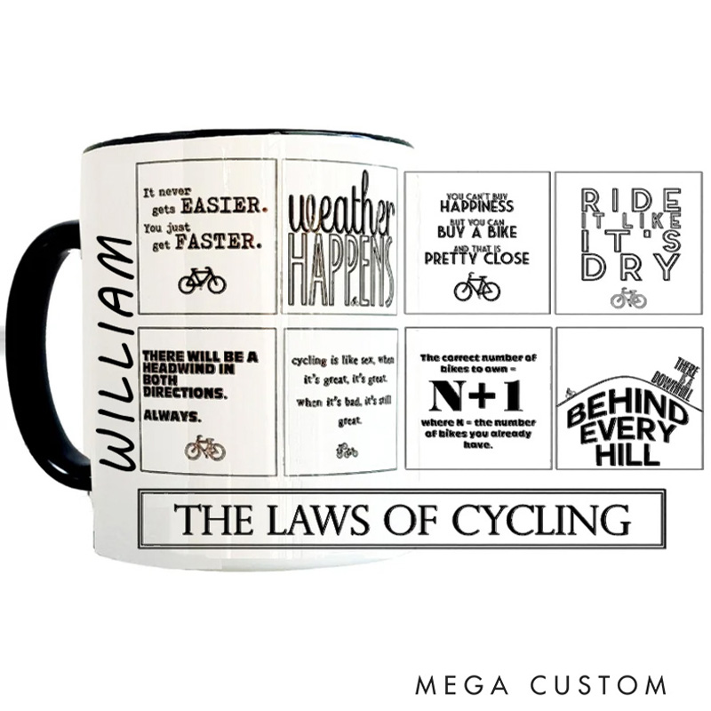 Personalized Cycling Laws Mug Mountain Bike Gifts Colourful Mug for Biker Friend Birthday for Him or Her for Biker Cycling Riding Lovers