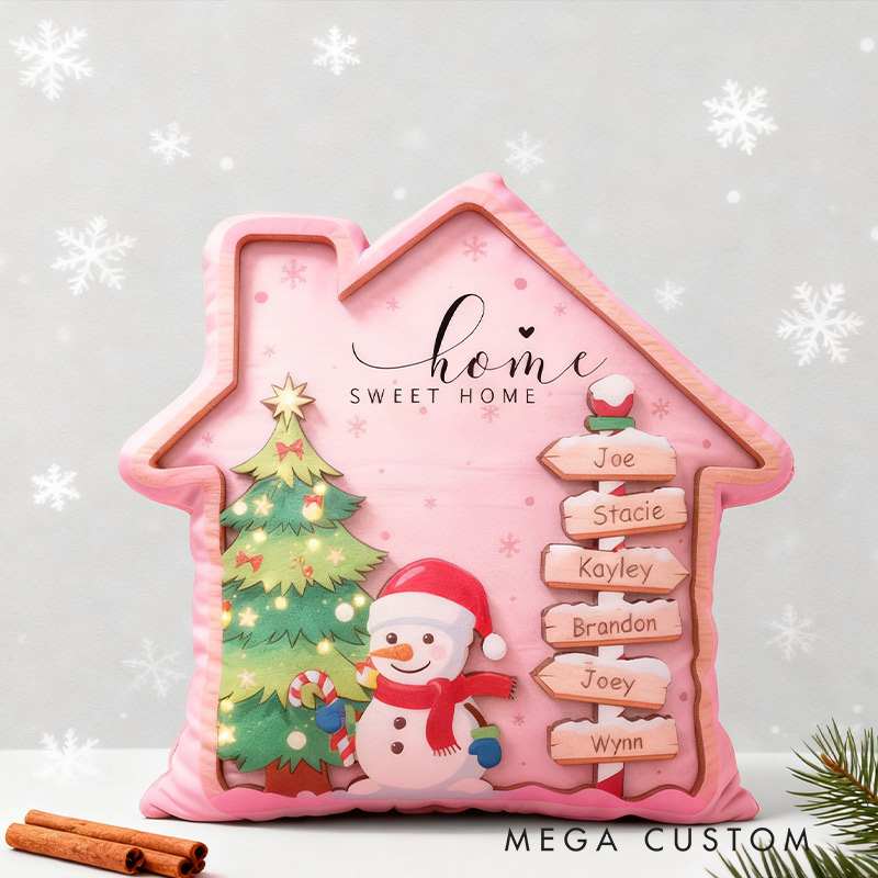 Personalized Family House 2025 Christmas Pillow Custom Family Name Christmas Holiday Throw Pillows Housewarming Gift