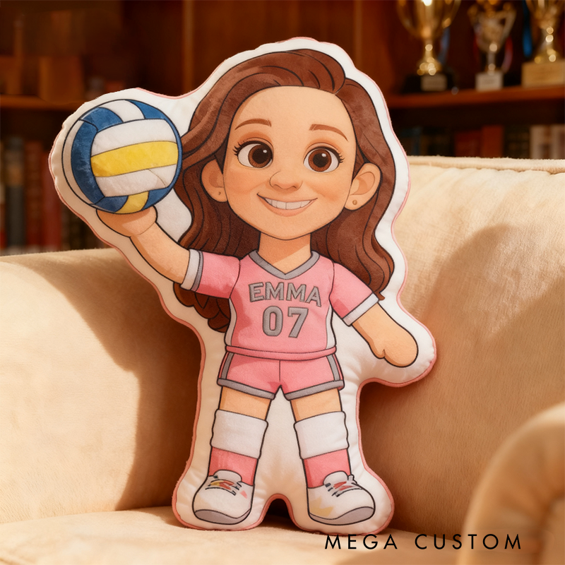 Personalized Volleyball Player Pillow with Custom Name and Number Design