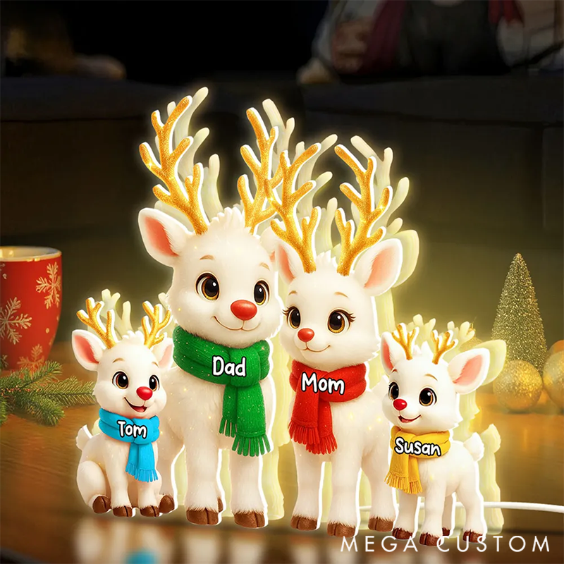 Personalized Festive Reindeer Family Members Light Box for Family