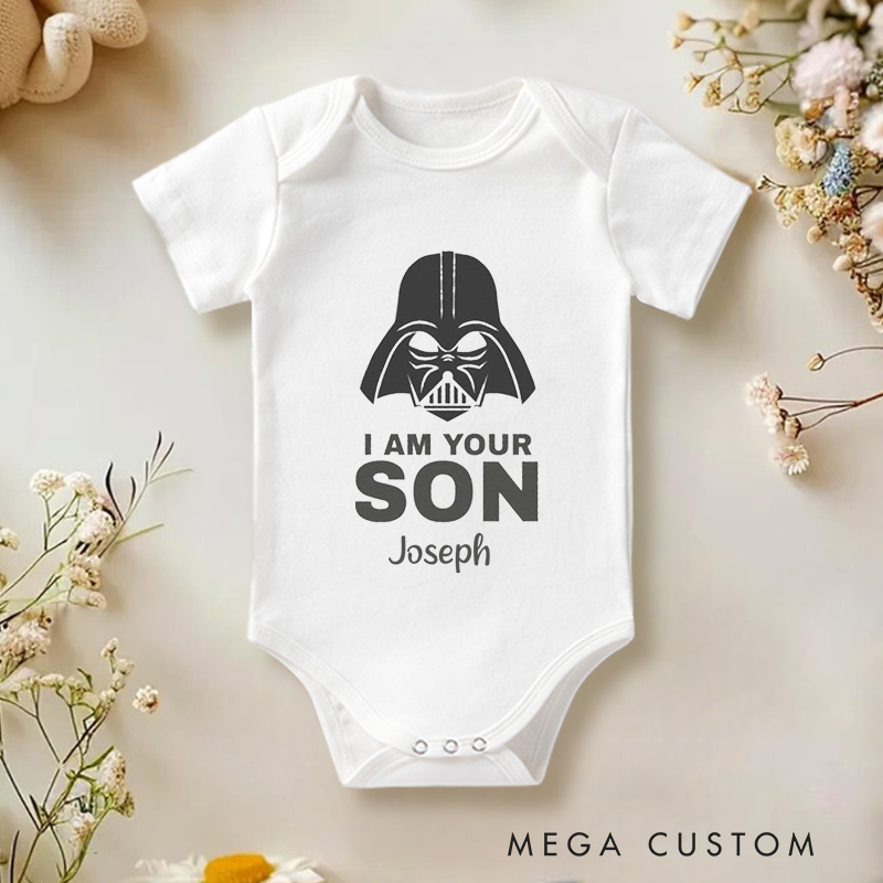 Personalized I Am Your Son Fun and Iconic Sci-Fi Inspired Family Design Baby Onesie