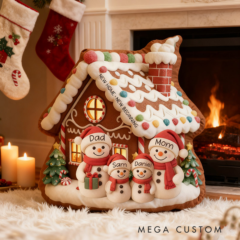 Personalized Family House Pillow Custom Family Name Christmas Holiday Throw Pillows Housewarming Gift